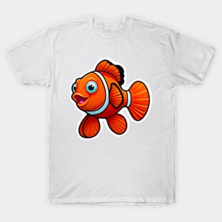 featuring a bright orange clownfish swimming among sea anemones. T-Shirt